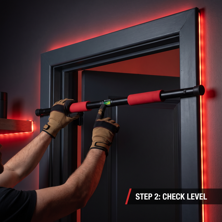 Adjustable Pull Up Bar for Doorway with Level Gauge Chin Up Bar 69-92cm Width Strength Training Home Gym Bar 200KG Capacity