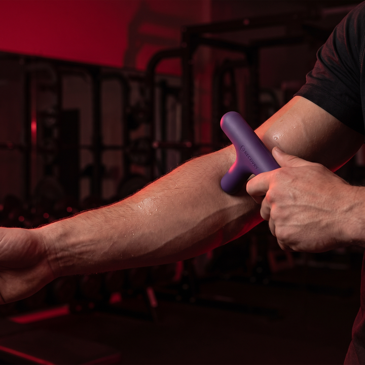 Using Purple Trigger Point Massage Tool for Forearm Self-Massage