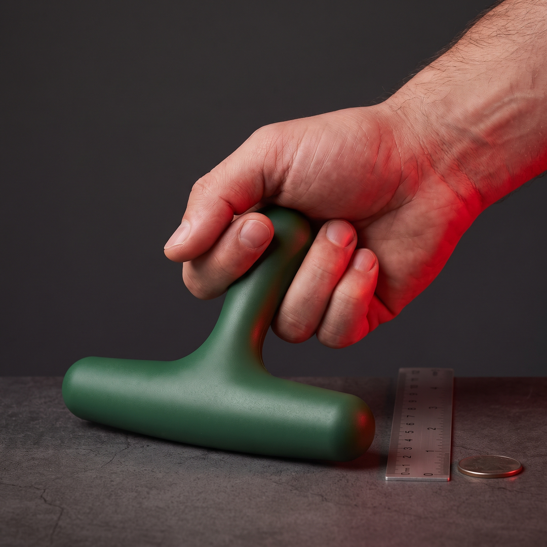 Green Trigger Point Massage Tool Size Scale in Hand