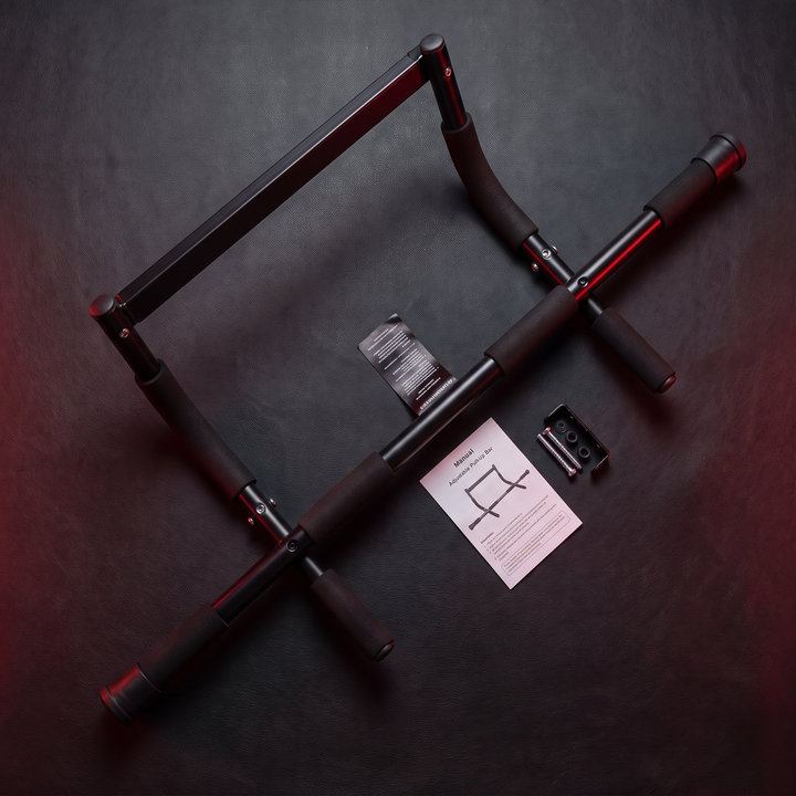 Adjustable Pull Up Bar for Doorway with Level Gauge Chin Up Bar 69-92cm Width Strength Training Home Gym Bar 200KG Capacity