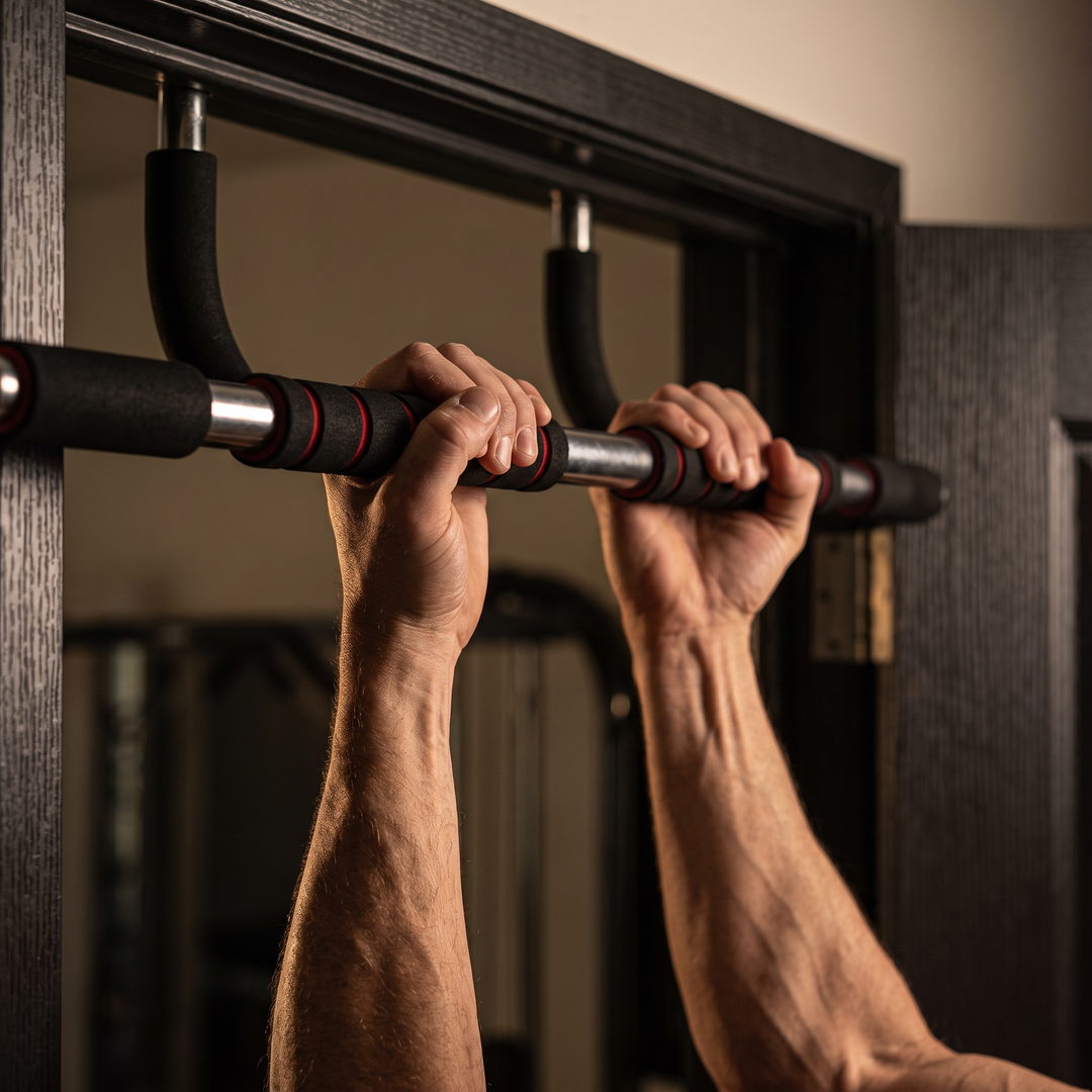 Adjustable Pull Up Bar for Doorway with Level Gauge Chin Up Bar 69-92cm Width Strength Training Home Gym Bar 200KG Capacity