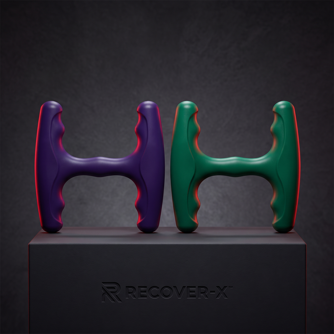 Purple and Green Trigger Point Massage Tools Side by Side