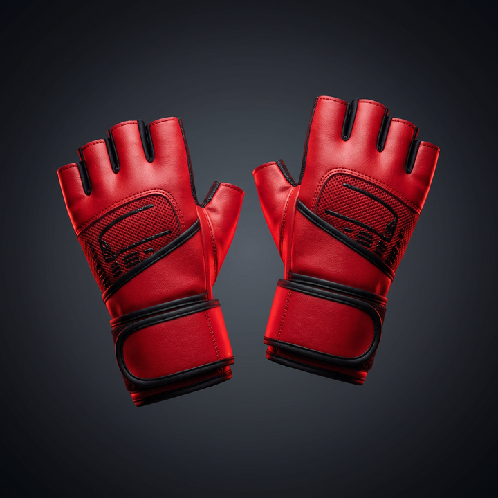Professional Gym Training Gloves for Men Women Weightlifting Gloves Wrist Palm Hand Protector Fitness Workout Gloves for Home Gym Strength Training - Style A Red