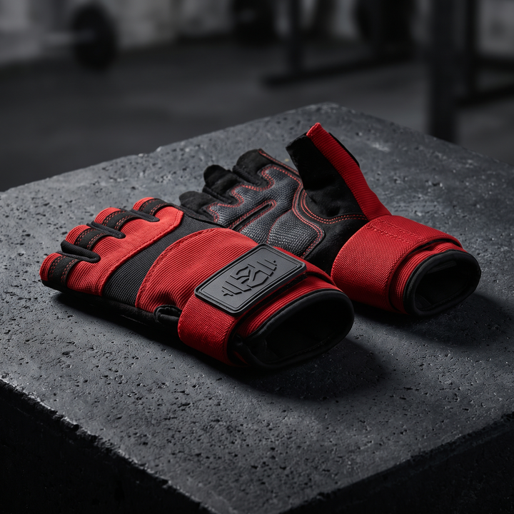 Professional Half Finger Gym Gloves with Wrist Support Non Slip Grip Weight Lifting Gloves for Dumbbell Barbell Pull Up Bar Fitness Training Men Women - Red
