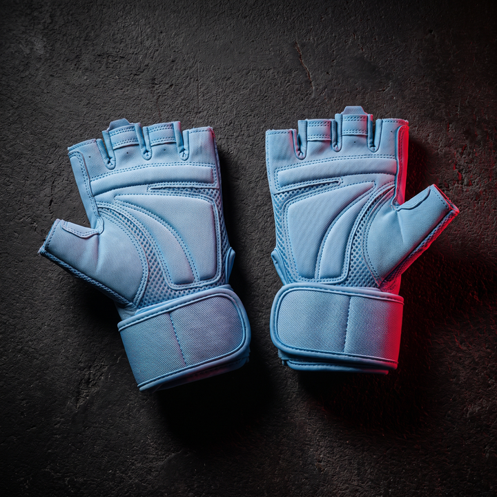 Professional Half Finger Gym Gloves with Wrist Support Non Slip Grip Weight Lifting Gloves for Dumbbell Barbell Pull Up Bar Fitness Training Men Women - Light Blue