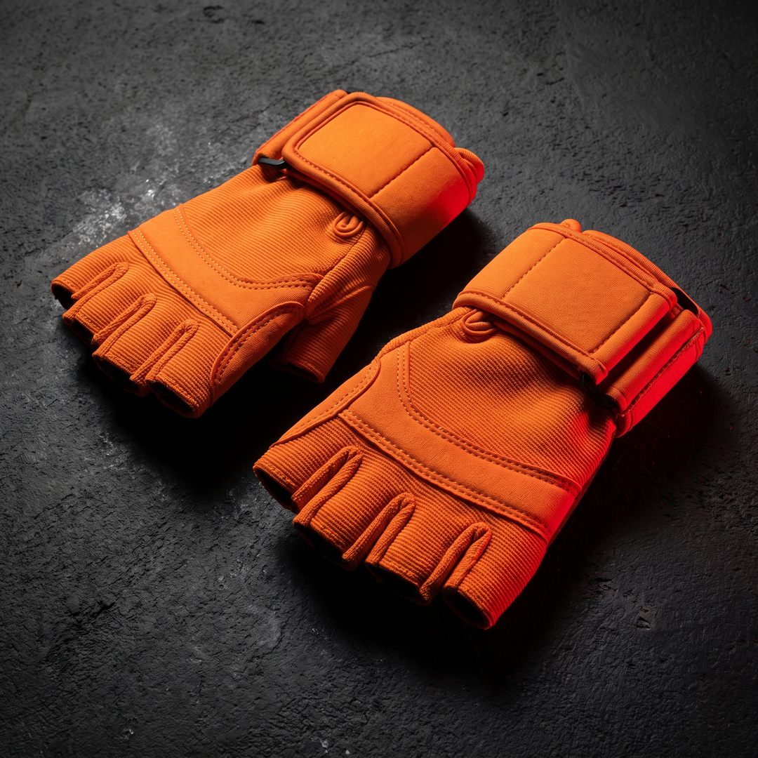 Professional Half Finger Gym Gloves with Wrist Support Non Slip Grip Weight Lifting Gloves for Dumbbell Barbell Pull Up Bar Fitness Training Men Women - Orange