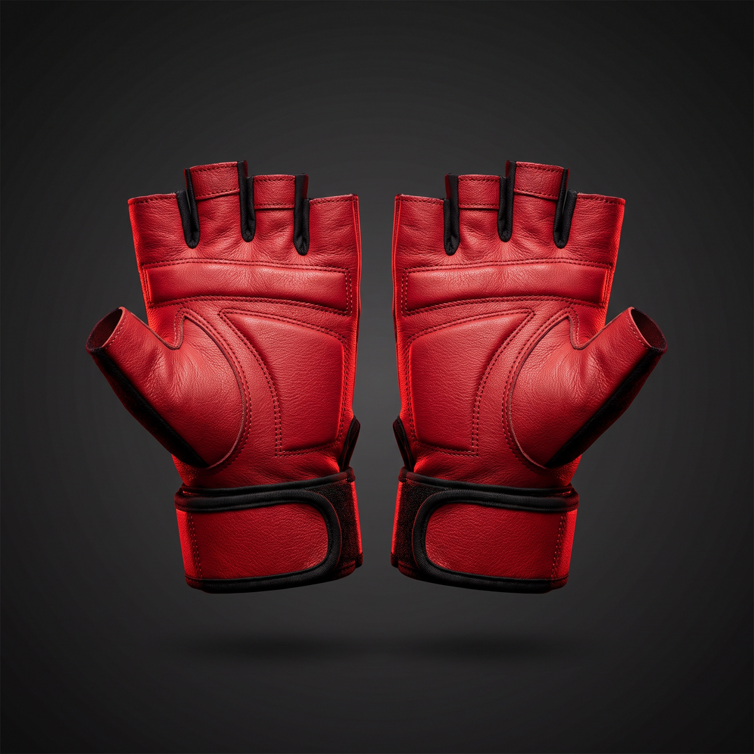 Professional Gym Training Gloves for Men Women Weightlifting Gloves Wrist Palm Hand Protector Fitness Workout Gloves for Home Gym Strength Training - Style B Red