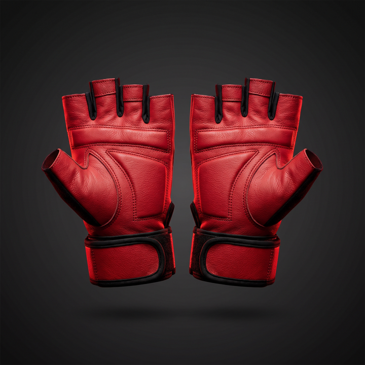 Professional Gym Training Gloves for Men Women Weightlifting Gloves Wrist Palm Hand Protector Fitness Workout Gloves for Home Gym Strength Training - Style B Red