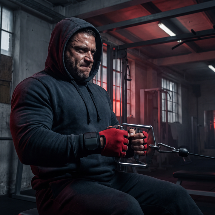 Professional Gym Training Gloves for Men Women Weightlifting Gloves Wrist Palm Hand Protector Fitness Workout Gloves for Home Gym Strength Training - Style B Red