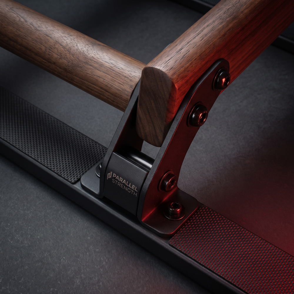 Professional Parallel Bars Push Up Handstand Bars Wooden Steel Grip Antiskid Bracket Rack for Muscle Strength Training Home Gym Workout Exercise Equipment - Style 1 Wood Grip Detail