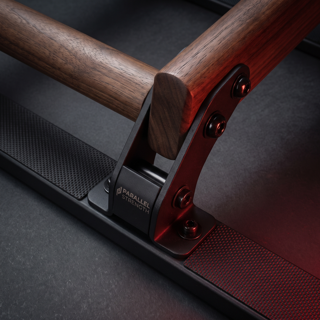 Professional Parallel Bars Push Up Handstand Bars Wooden Steel Grip Antiskid Bracket Rack for Muscle Strength Training Home Gym Workout Exercise Equipment - Style 1 Wood Grip Detail