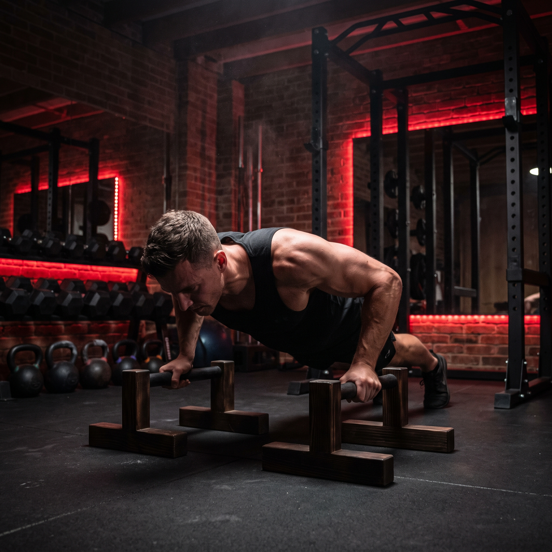 Professional Parallel Bars Push Up Handstand Bars Wooden Steel Grip Antiskid Bracket Rack for Muscle Strength Training Home Gym Workout Exercise Equipment - Style 1 Wood Push-Up Use
