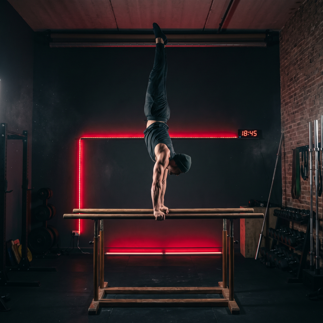 Professional Parallel Bars Push Up Handstand Bars Wooden Steel Grip Antiskid Bracket Rack for Muscle Strength Training Home Gym Workout Exercise Equipment - Style 1 Wood Handstand Use