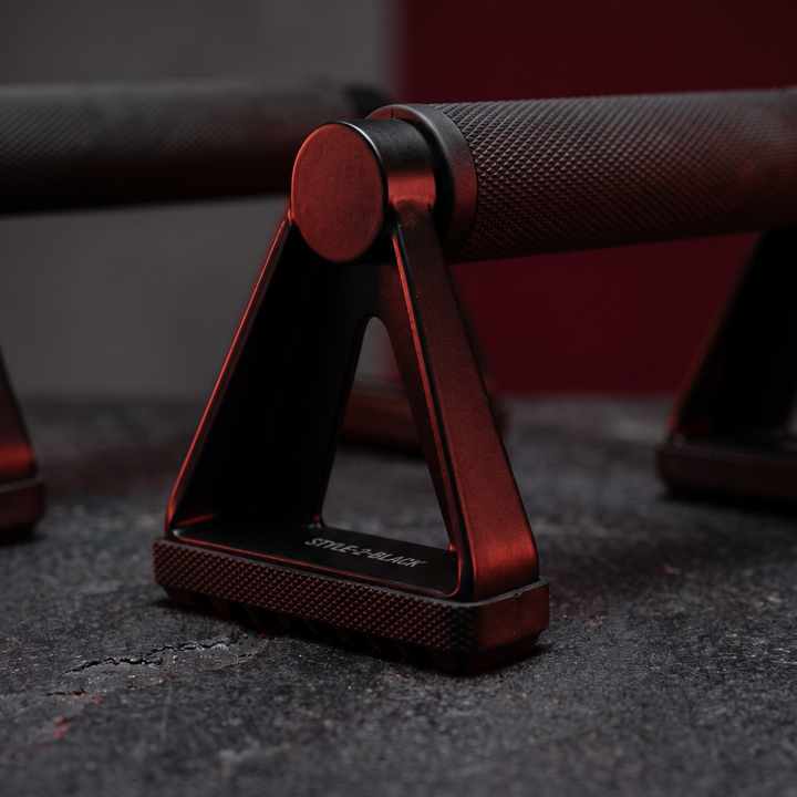 Professional Parallel Bars Push Up Handstand Bars Wooden Steel Grip Antiskid Bracket Rack for Muscle Strength Training Home Gym Workout Exercise Equipment - Style 2 Black Grip Detail