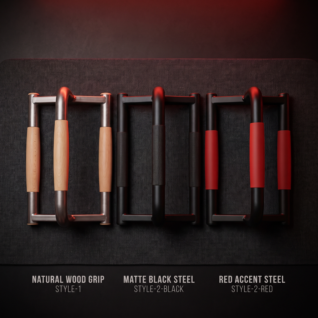 Professional Parallel Bars Push Up Handstand Bars Wooden Steel Grip Antiskid Bracket Rack for Muscle Strength Training Home Gym Workout Exercise Equipment - Style Comparison Wood Black Red