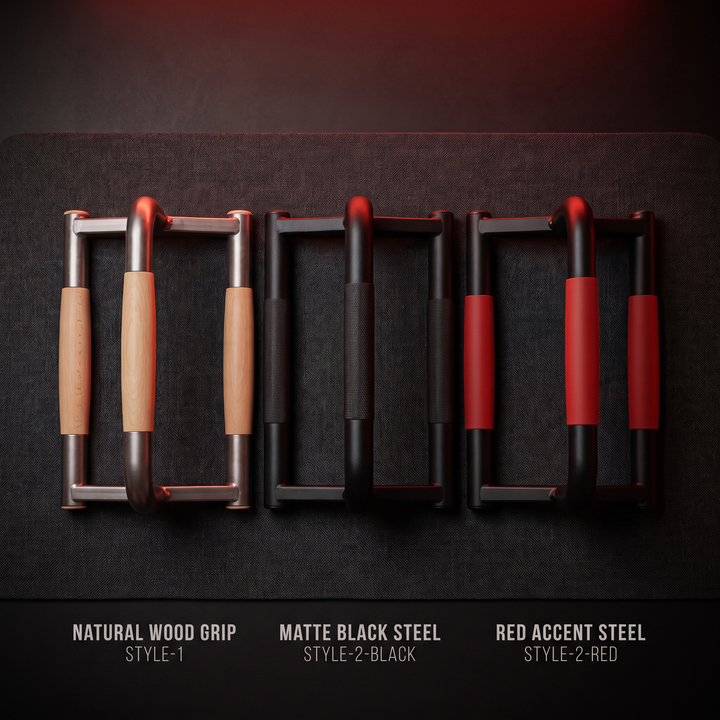 Professional Parallel Bars Push Up Handstand Bars Wooden Steel Grip Antiskid Bracket Rack for Muscle Strength Training Home Gym Workout Exercise Equipment - Style Comparison Wood Black Red