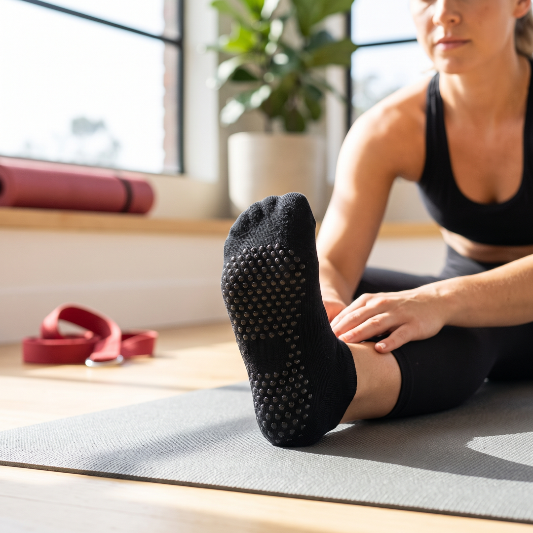 Grip Yoga Socks for Women Non-Slip Pilates Socks with X-Cross Straps Barre Ballet Fitness Socks 4 Pairs Anti-Slip Studio Workout Socks
