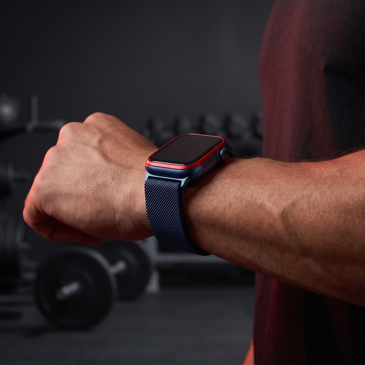 Smart Watch with Bluetooth Call Heart Rate Sleep Monitor Fitness Tracker Waterproof Smartwatch for Men Women Steel Wristband Activity Watch - Blue and Red