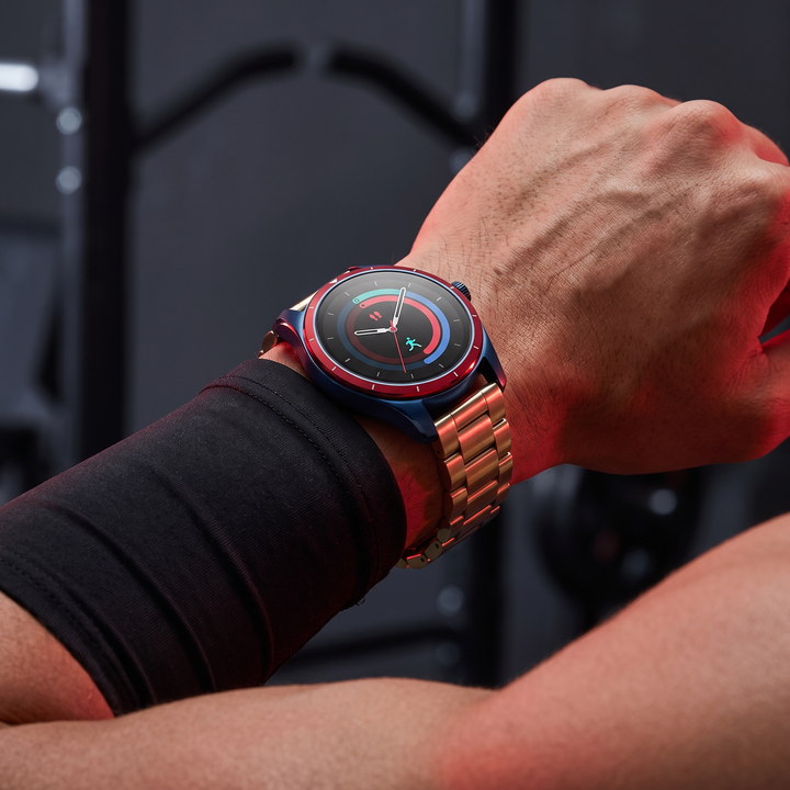 Smart Watch with Bluetooth Call Heart Rate Sleep Monitor Fitness Tracker Waterproof Smartwatch for Men Women Steel Wristband Activity Watch - Blue Red Gold