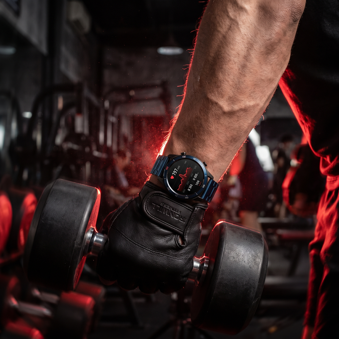 Smart Watch with Bluetooth Call Heart Rate Sleep Monitor Fitness Tracker Waterproof Smartwatch for Men Women Steel Wristband Activity Watch - Black and Blue