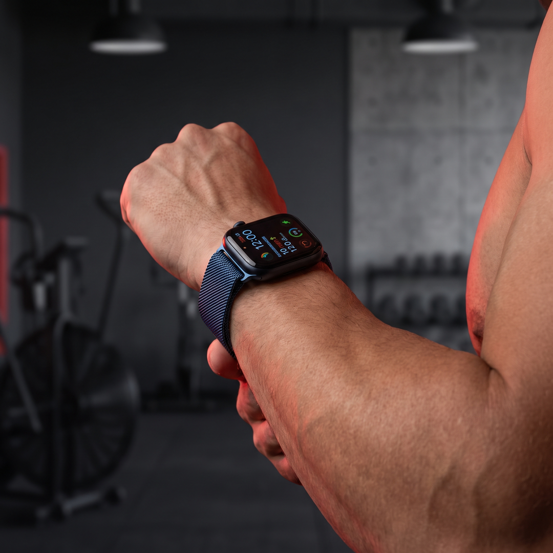 Smart Watch with Bluetooth Call Heart Rate Sleep Monitor Fitness Tracker Waterproof Smartwatch for Men Women Steel Wristband Activity Watch - Black and Blue