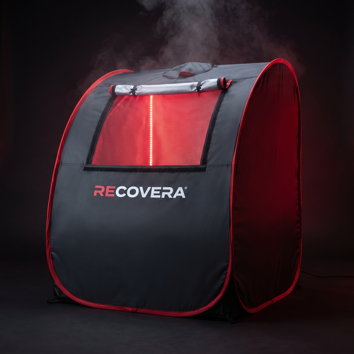 Portable Steam Sauna Tent Home Spa Sauna Box with 1600W Steamer 4L Water Tank Remote Control Adjustable Height Personal Sauna for Relaxation Recovery - Black With Red Light