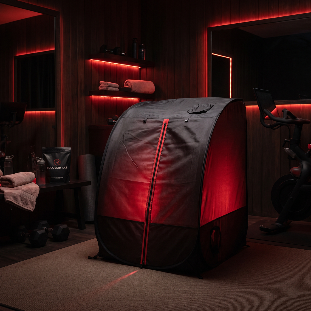 Portable Steam Sauna Tent Home Spa Sauna Box with 1600W Steamer 4L Water Tank Remote Control Adjustable Height Personal Sauna for Relaxation Recovery - Black With Red Light