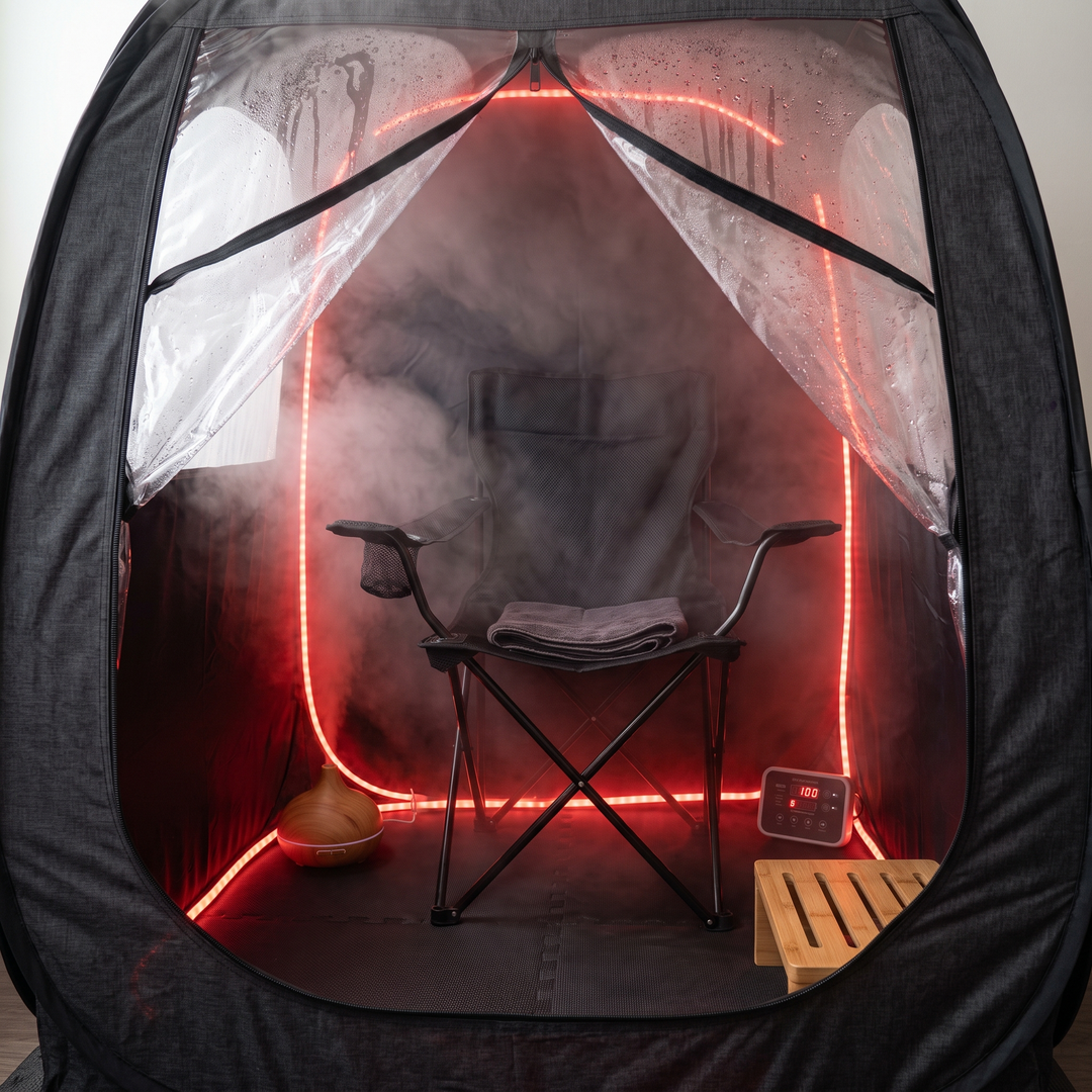 Portable Steam Sauna Tent Home Spa Sauna Box with 1600W Steamer 4L Water Tank Remote Control Adjustable Height Personal Sauna for Relaxation Recovery - Black With Chair