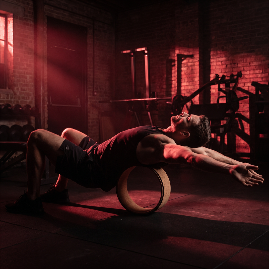 Professional Cork Yoga Wheel Back Roller for Stretching Flexibility Backbend Support Deepening Poses Home Gym Mobility Training