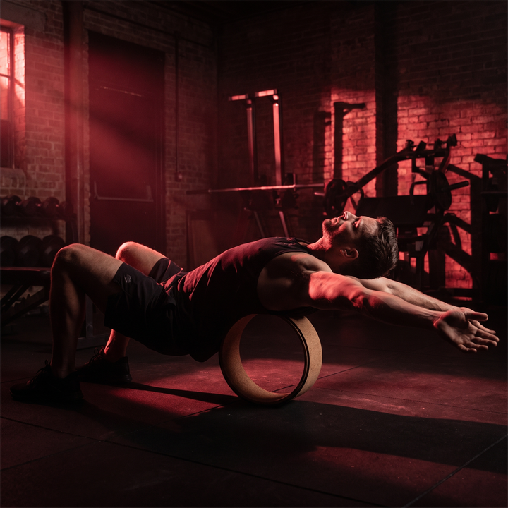 Professional Cork Yoga Wheel Back Roller for Stretching Flexibility Backbend Support Deepening Poses Home Gym Mobility Training