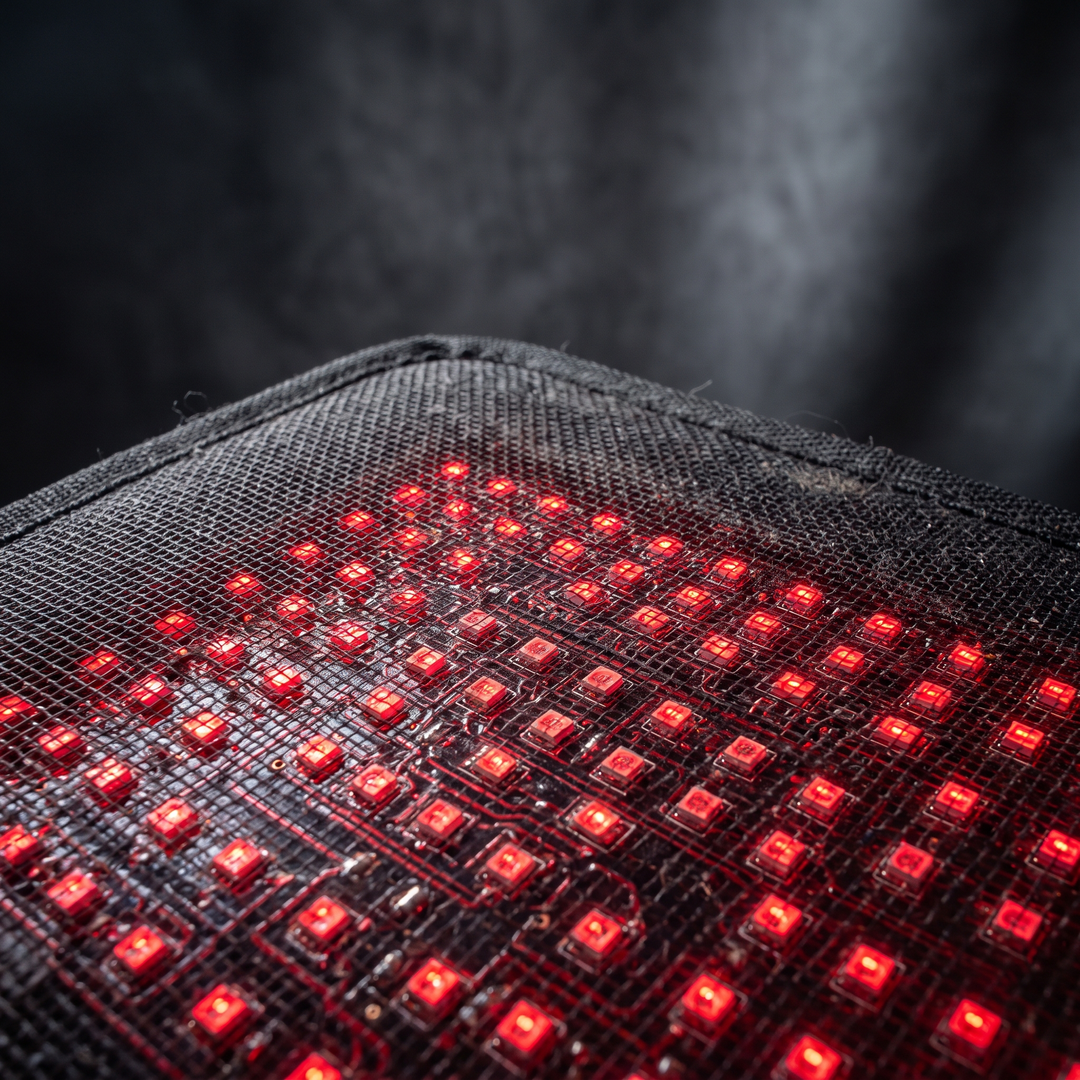 Red Light Therapy Heating Pad LED Array Close-Up for Muscle Warmth and Recovery