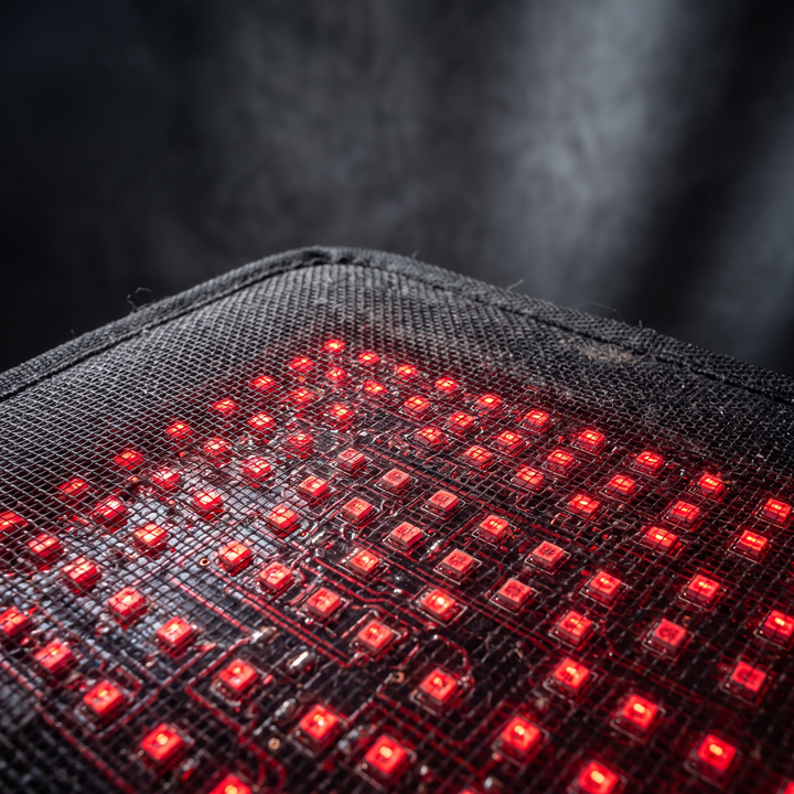Red Light Therapy Heating Pad LED Array Close-Up for Muscle Warmth and Recovery