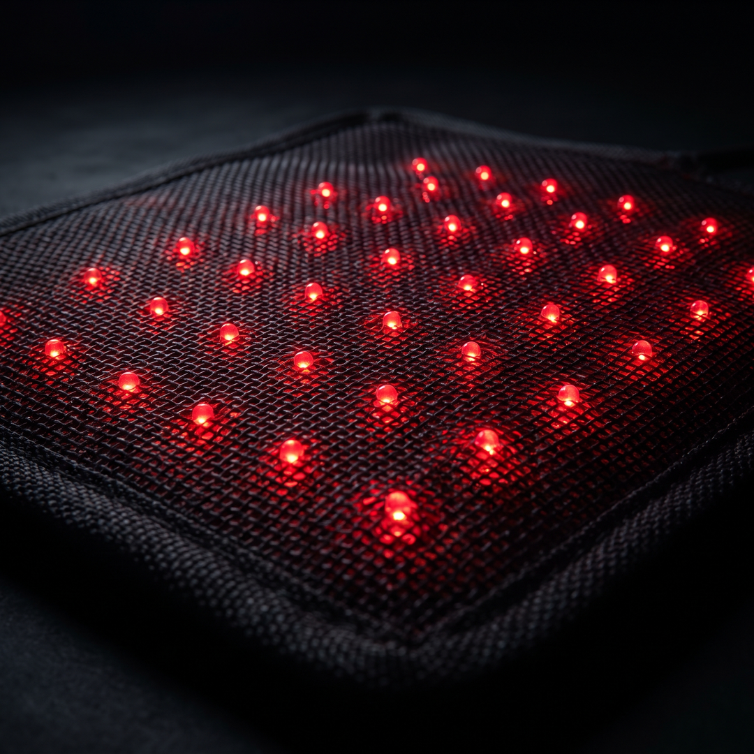 Red Light Therapy Heating Pad LED Array Close-Up for Muscle Warmth and Recovery