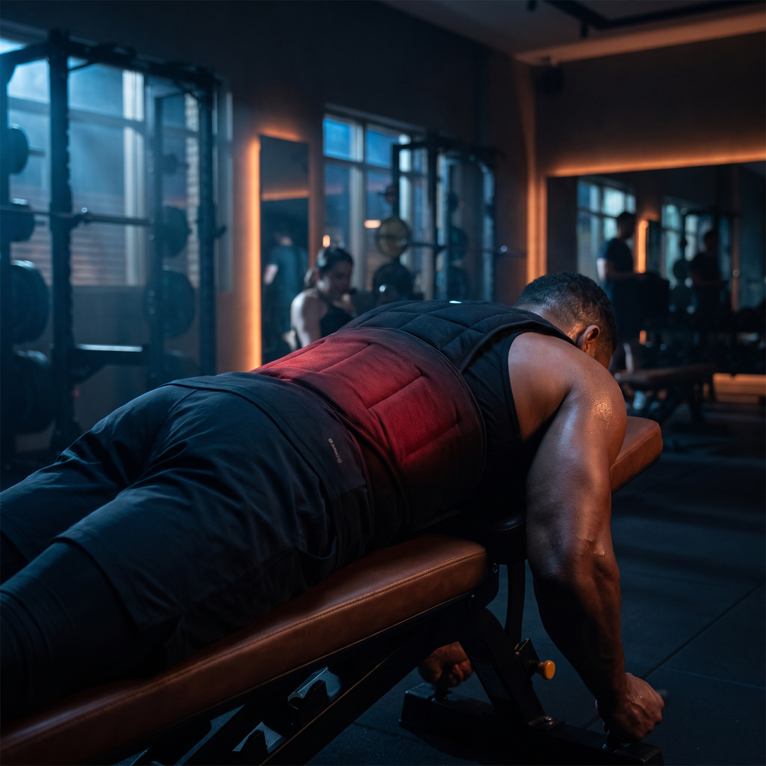Red Light Therapy Heating Pad in Use on Back for Muscle Warmth and Recovery