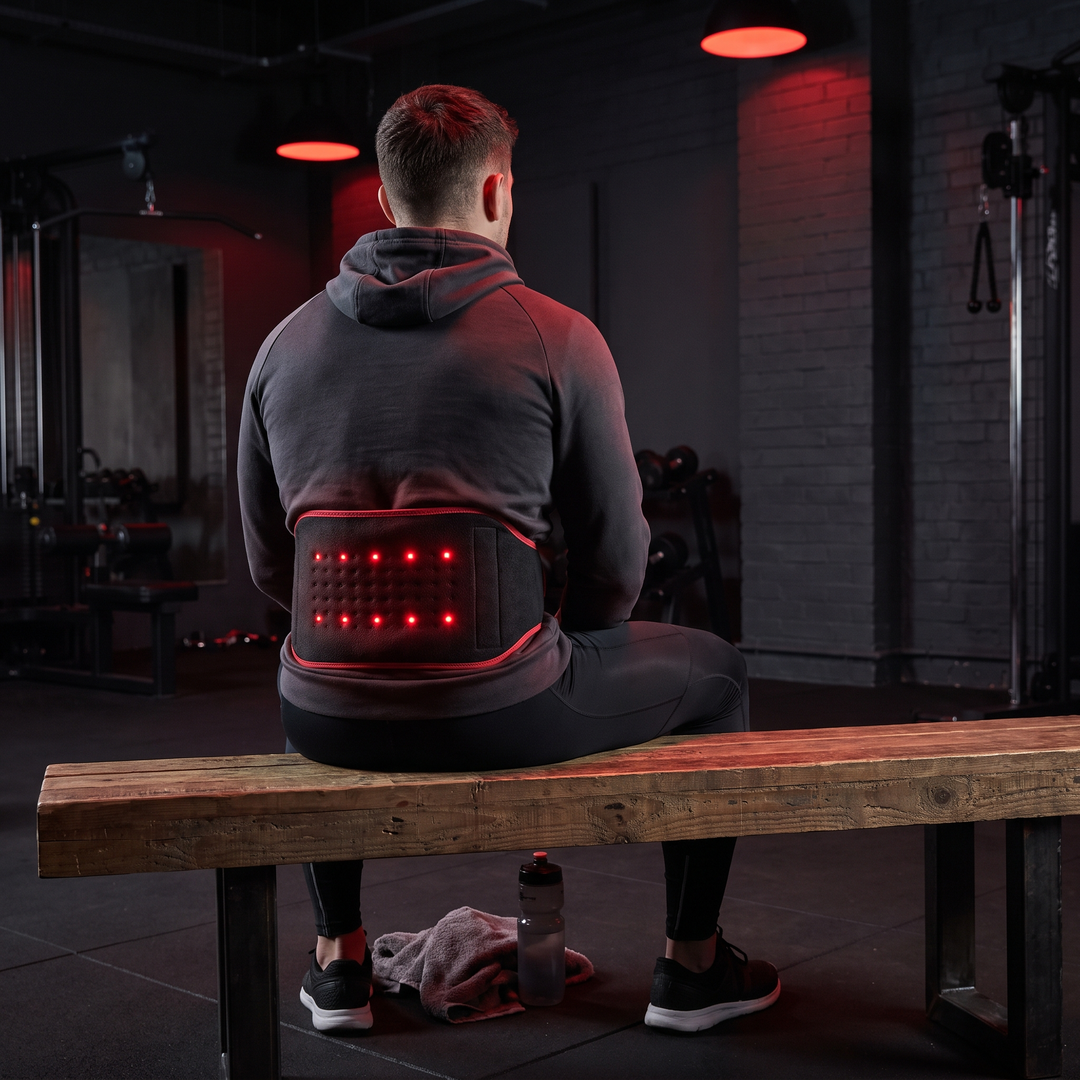 Red Light Therapy Heating Pad in Use on Waist for Muscle Warmth and Recovery