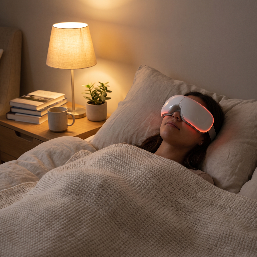 Professional Eye Massager Visual Display Heated Vibration Massage Device with Music Bluetooth for Eye Strain Relief Relaxation Home Use