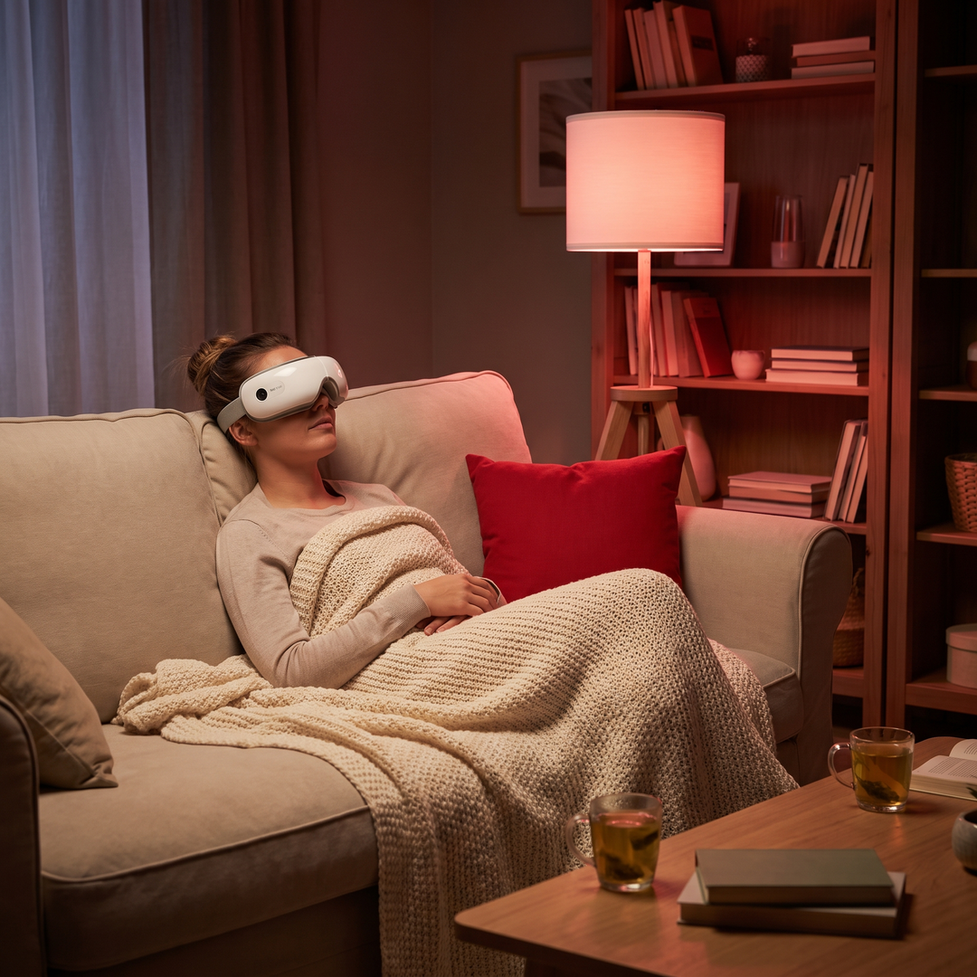 Professional Eye Massager Visual Display Heated Vibration Massage Device with Music Bluetooth for Eye Strain Relief Relaxation Home Use