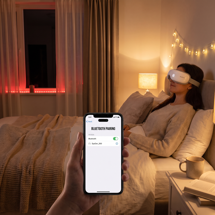 Professional Eye Massager Visual Display Heated Vibration Massage Device with Music Bluetooth for Eye Strain Relief Relaxation Home Use