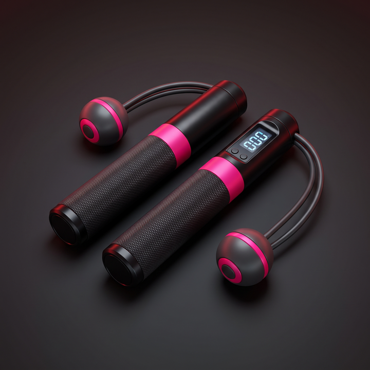 Adjustable Cordless Jump Rope with Counter Skipping Rope for Women Fitness Indoor Outdoor Training Exercise Weighted Ball Jump Rope Home Workout - Dual Use Pink