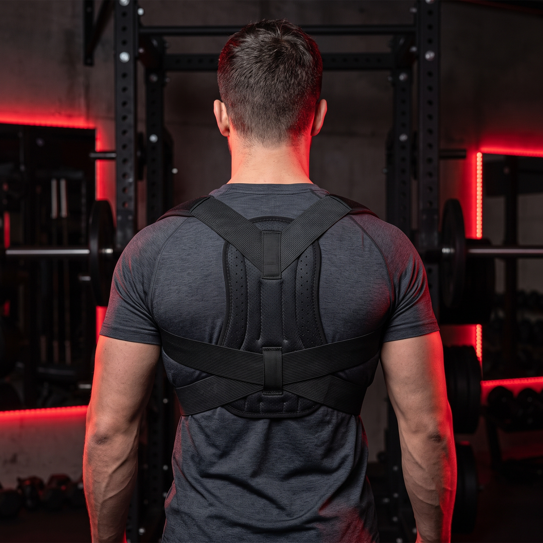 Adjustable Posture Corrector Belt Breathable Back Support Brace Shoulder Neck Alignment Strap for Men Women Home Office Daily Use Posture Training - Black Rear View