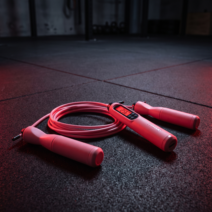 Adjustable Digital Counting Skipping Rope Set Cordless Wireless Jump Rope with Counter Indoor Outdoor Cardio Fitness Training Home Gym Workout - Pink
