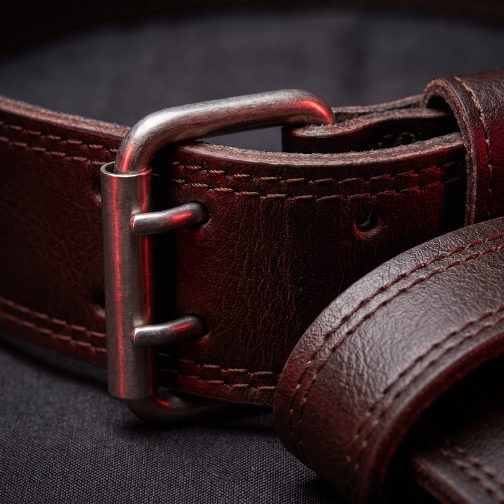Professional Weightlifting Belt PU Leather Waist Support Belt for Powerlifting Deep Squat Deadlift Strength Training Home Gym Back Support - Brown