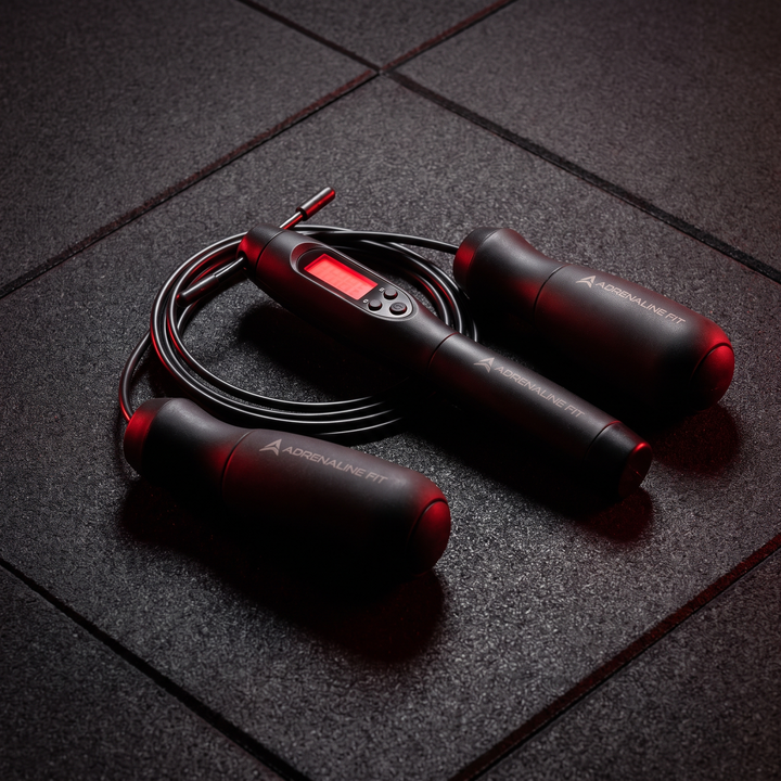 Adjustable Digital Counting Skipping Rope Set Cordless Wireless Jump Rope with Counter Indoor Outdoor Cardio Fitness Training Home Gym Workout - Black