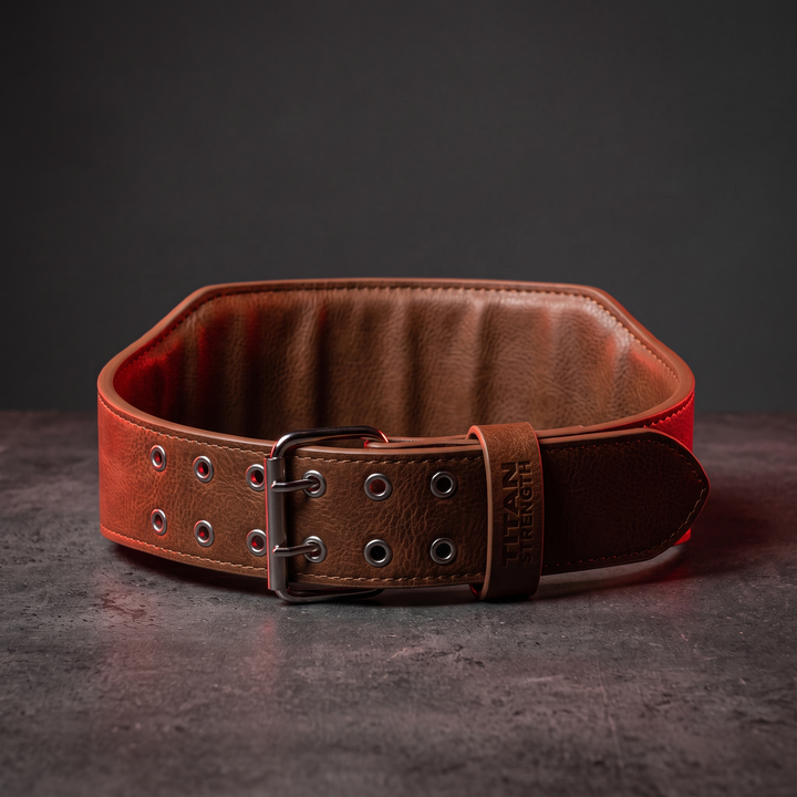 Professional Weightlifting Belt PU Leather Waist Support Belt for Powerlifting Deep Squat Deadlift Strength Training Home Gym Back Support - Brown