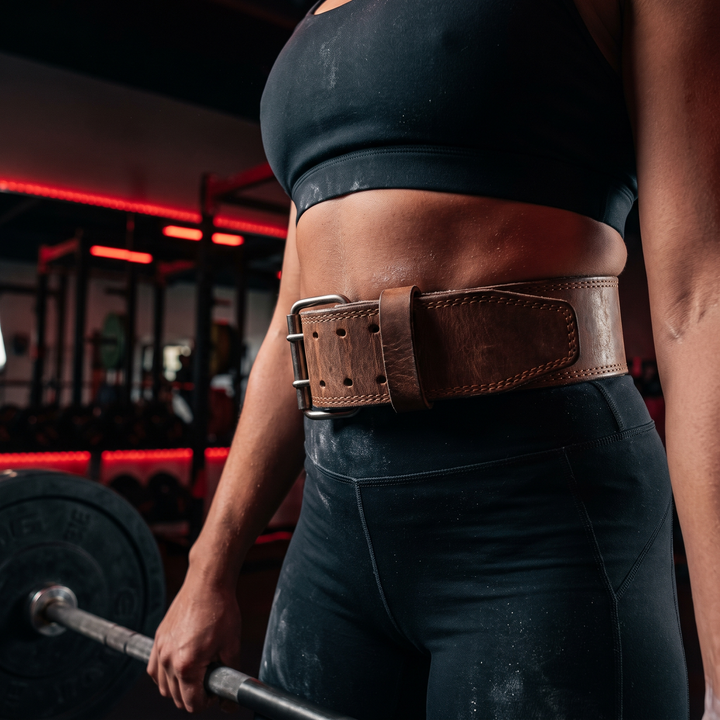 Professional Weightlifting Belt PU Leather Waist Support Belt for Powerlifting Deep Squat Deadlift Strength Training Home Gym Back Support - Brown