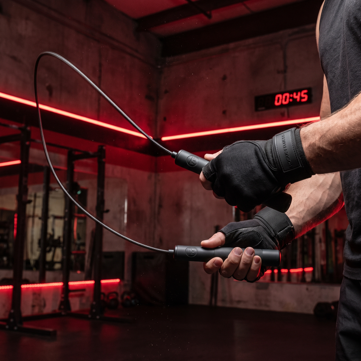 Adjustable Digital Counting Skipping Rope Set Cordless Wireless Jump Rope with Counter Indoor Outdoor Cardio Fitness Training Home Gym Workout - Black