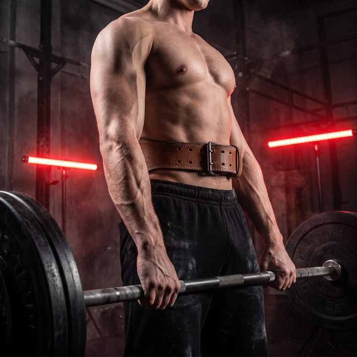 Professional Weightlifting Belt Leather Waist Support Belt for Powerlifting Deep Squat Hard Pull Strength Training Home Gym Back Support - Brown