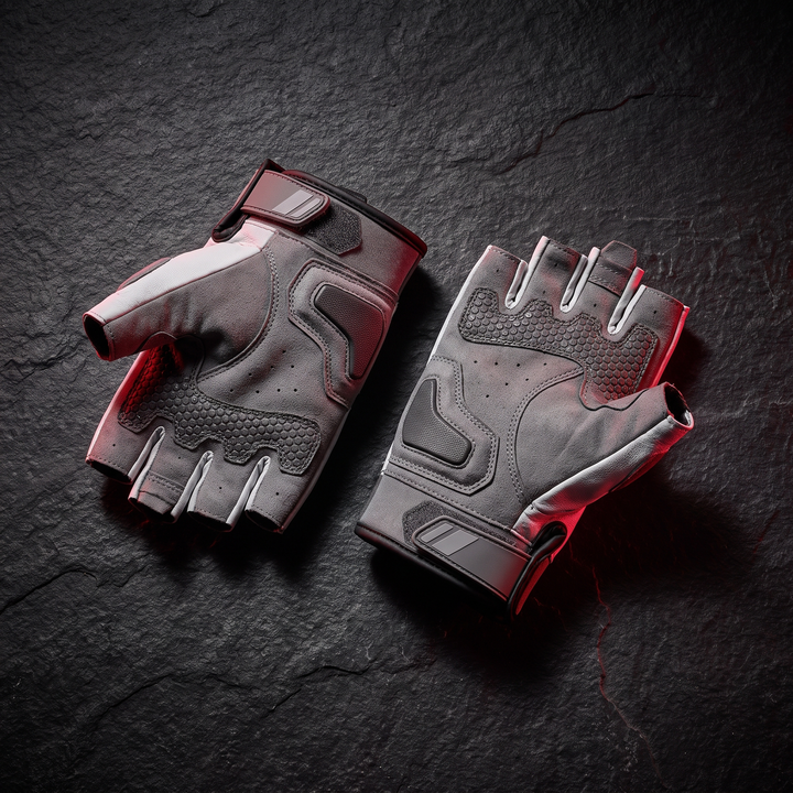 Professional Half Finger Motorcycle Gloves Breathable Anti-Slip Wear-Resistant Cycling Gloves for Racing Outdoor Riding Electric Bike - Grey White