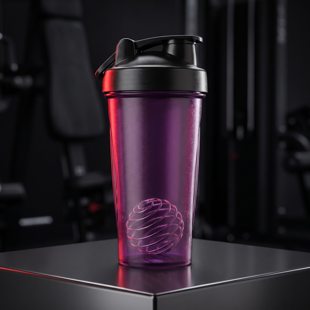 Professional Protein Shaker Bottle with Metal Stirrer Leak-Proof BPA-Free Shaker Cup 20oz for Protein Shakes Pre-Workout Drinks Gym Fitness Nutrition Blender Bottle - Purple