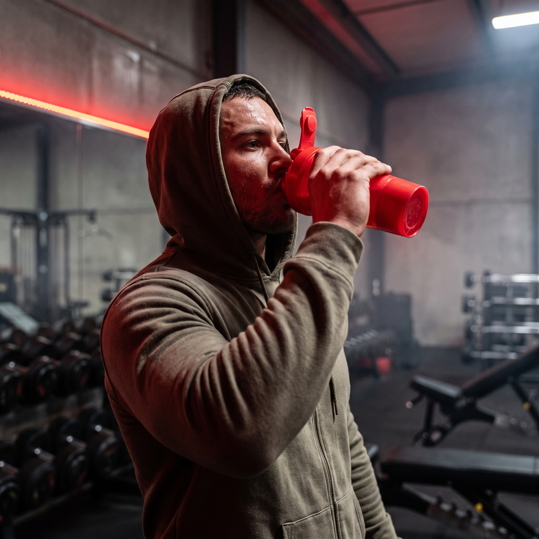 Professional Protein Shaker Bottle with Metal Stirrer Leak-Proof BPA-Free Shaker Cup 20oz for Protein Shakes Pre-Workout Drinks Gym Fitness Nutrition Blender Bottle - Red